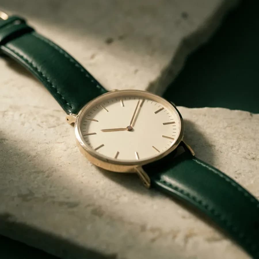 Elegante Luxus-Armbanduhr auf hellem Stein