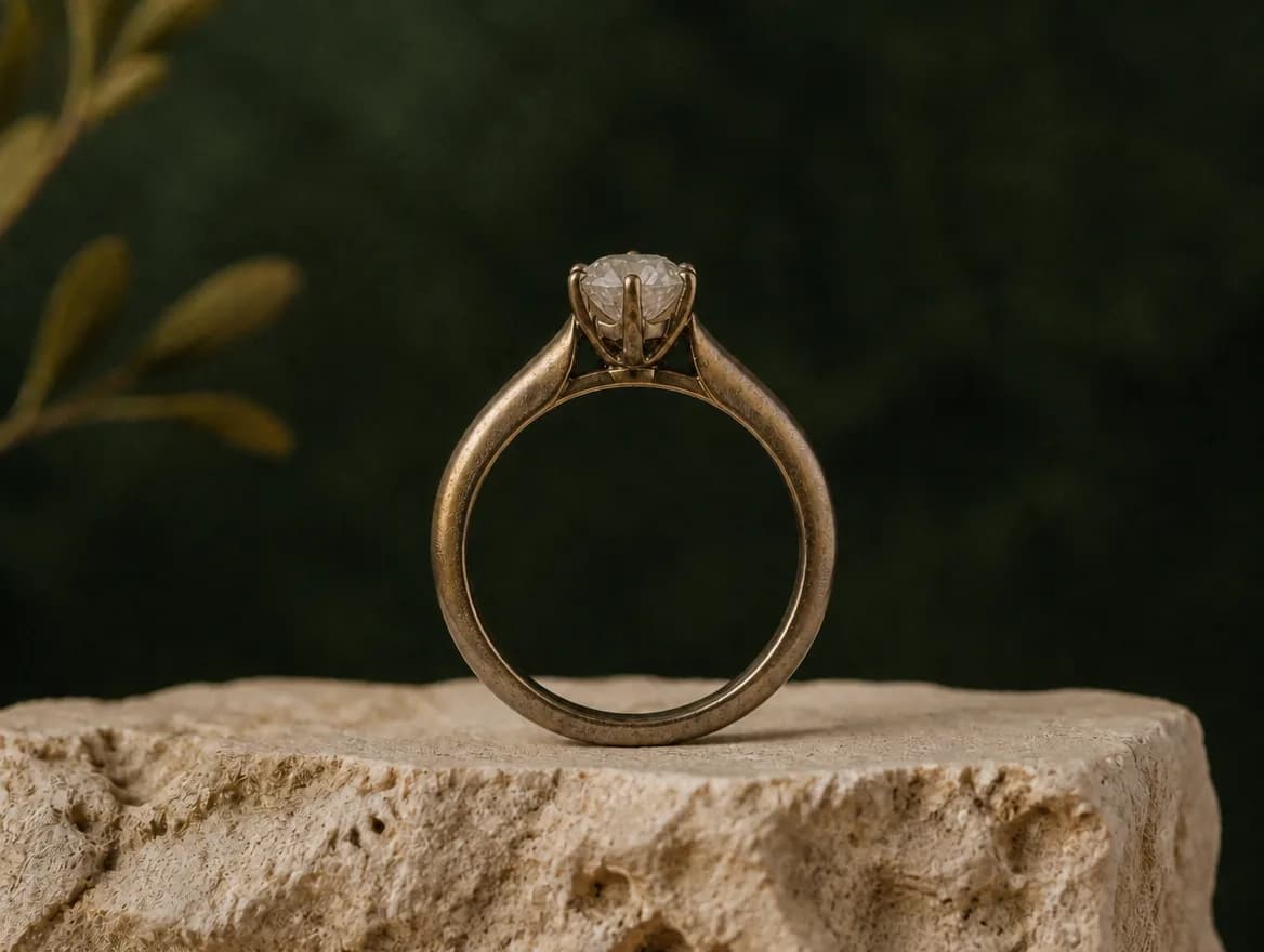 Solitärring aus Gold mit Diamant, im Fundzustand